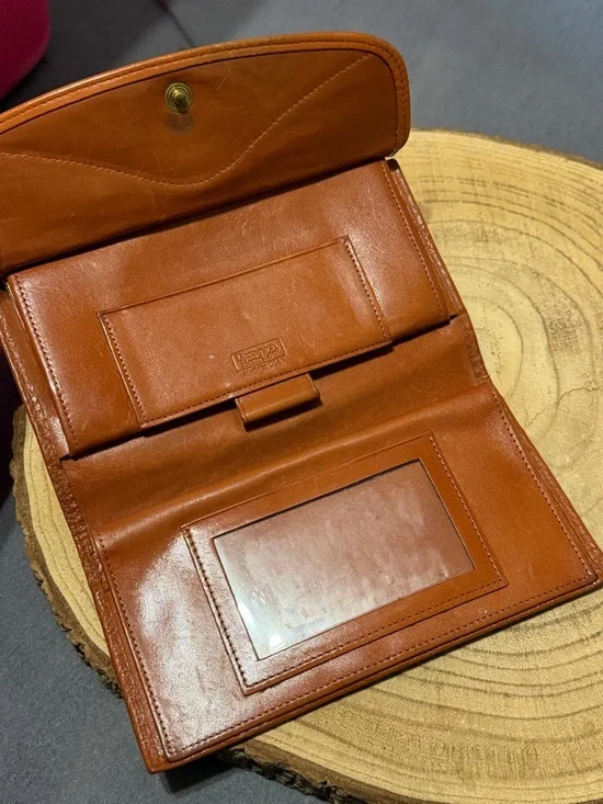 Dooney & Bourke Vintage Brown Leather Wallet Checkbook AS IS - Picture 5 of 11